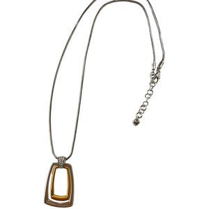 Brighton 2 Tone Pendant, 24" Long, Silver and Gold w crystals